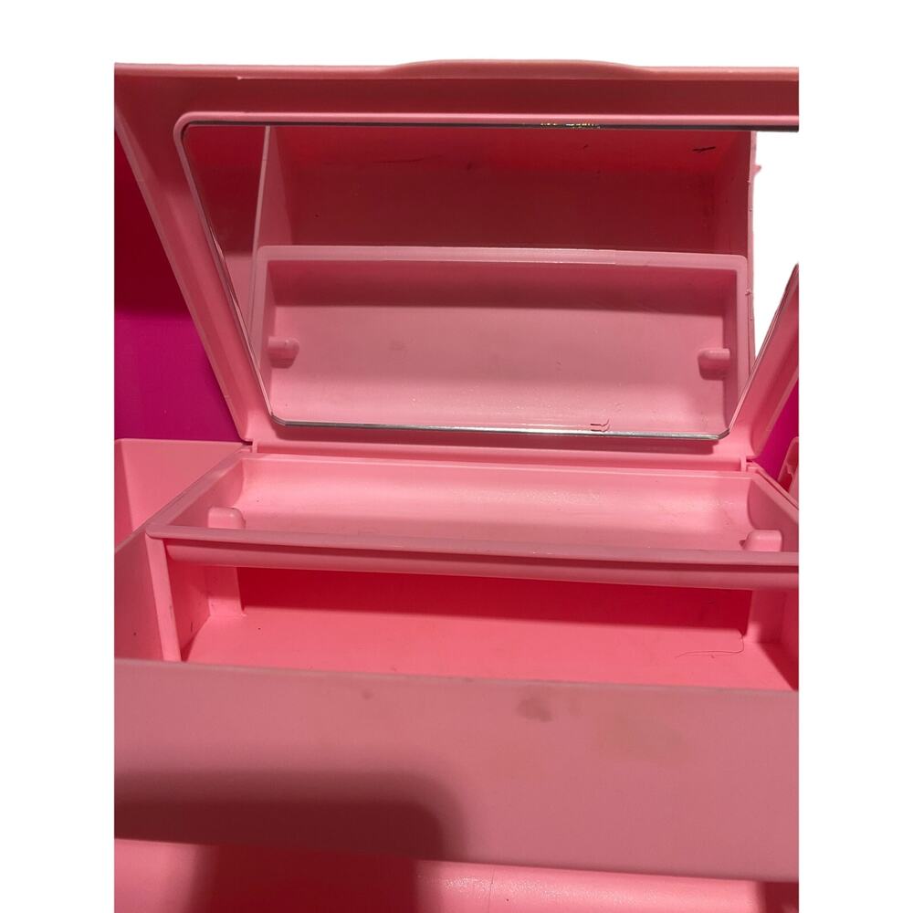 Vintage Caboodles 5626 Organizer MakeUp Case 3-Tier Mirror Large Glitter Pink - Picture 4 of 5